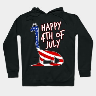 Happy 4th July Dinosaur American Flag Diplodocus Funny Hoodie